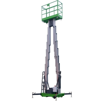Green Double Mast Mobile Vertical Lift Platform For 9m Platform Height
